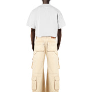Washed Sand Wide-Leg Cargo Pants