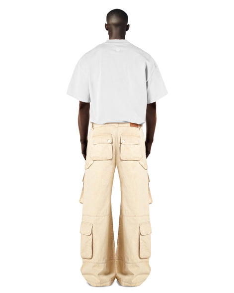 Washed Sand Wide-Leg Cargo Pants