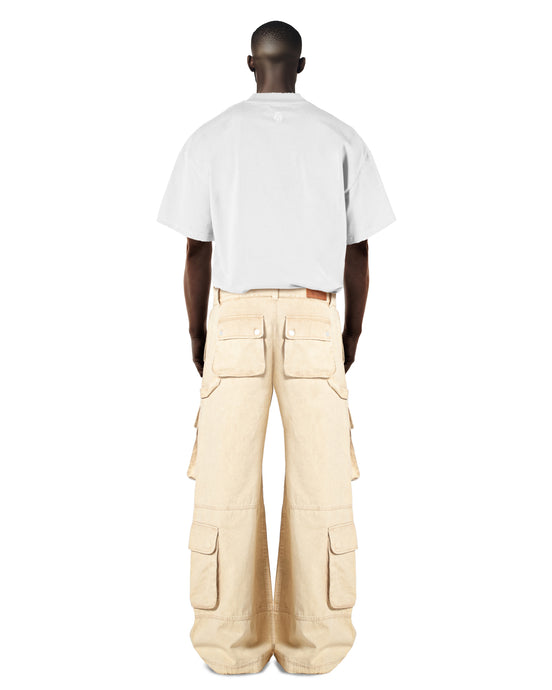 Washed Sand Wide-Leg Cargo Pants