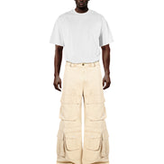 Washed Sand Wide-Leg Cargo Pants