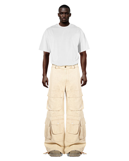 Washed Sand Wide-Leg Cargo Pants