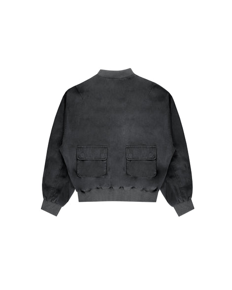 Cargo Bomber Jacket Washed Black