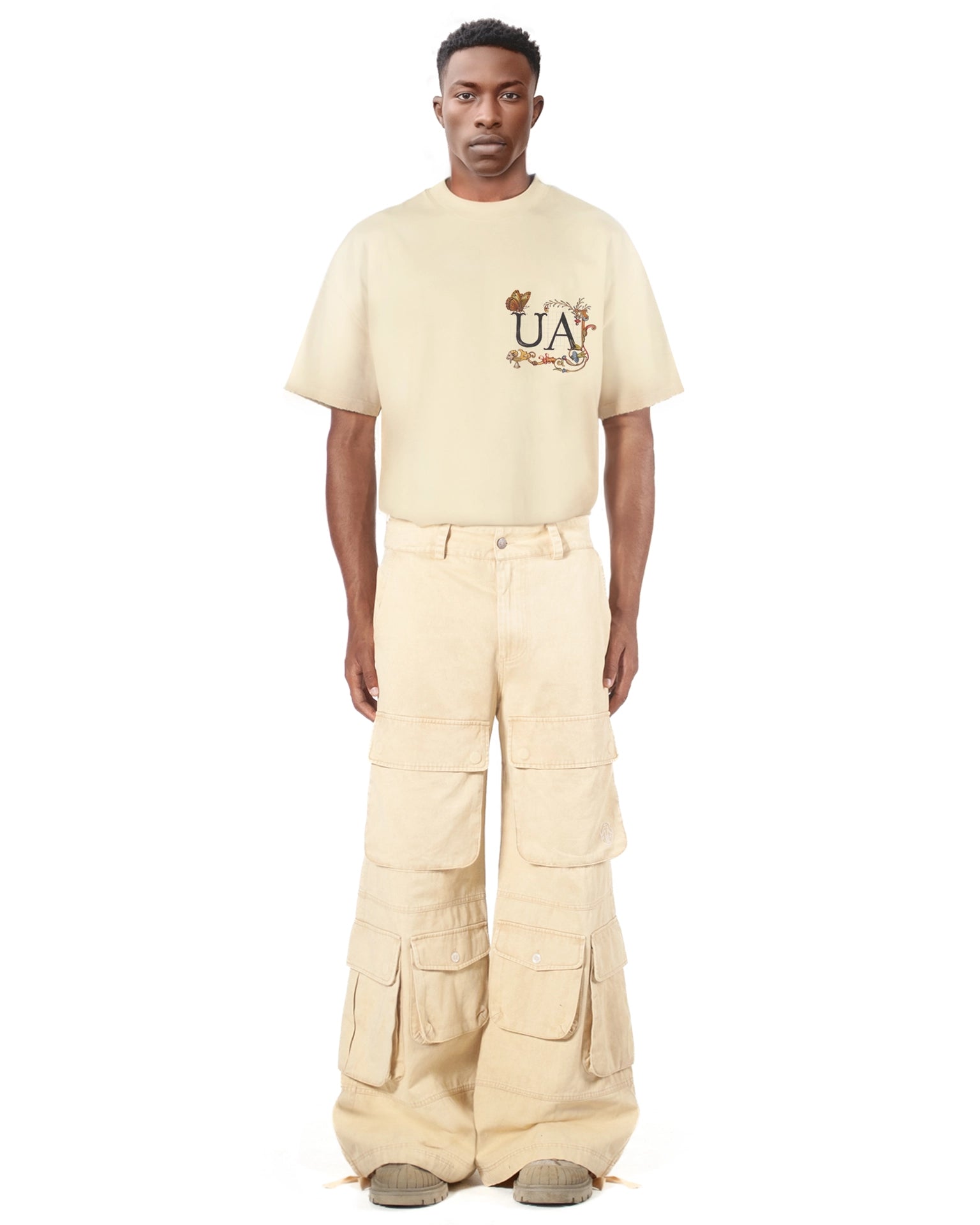 Cargo Pants Wide Washed Sand