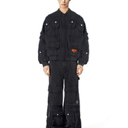 Cargo Bomber Jacket Washed Black