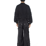 Cargo Bomber Jacket Washed Black