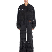 Cargo Bomber Jacket Washed Black