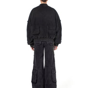 Cargo Bomber Jacket Washed Black