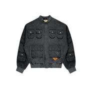 Cargo Bomber Jacket Washed Black