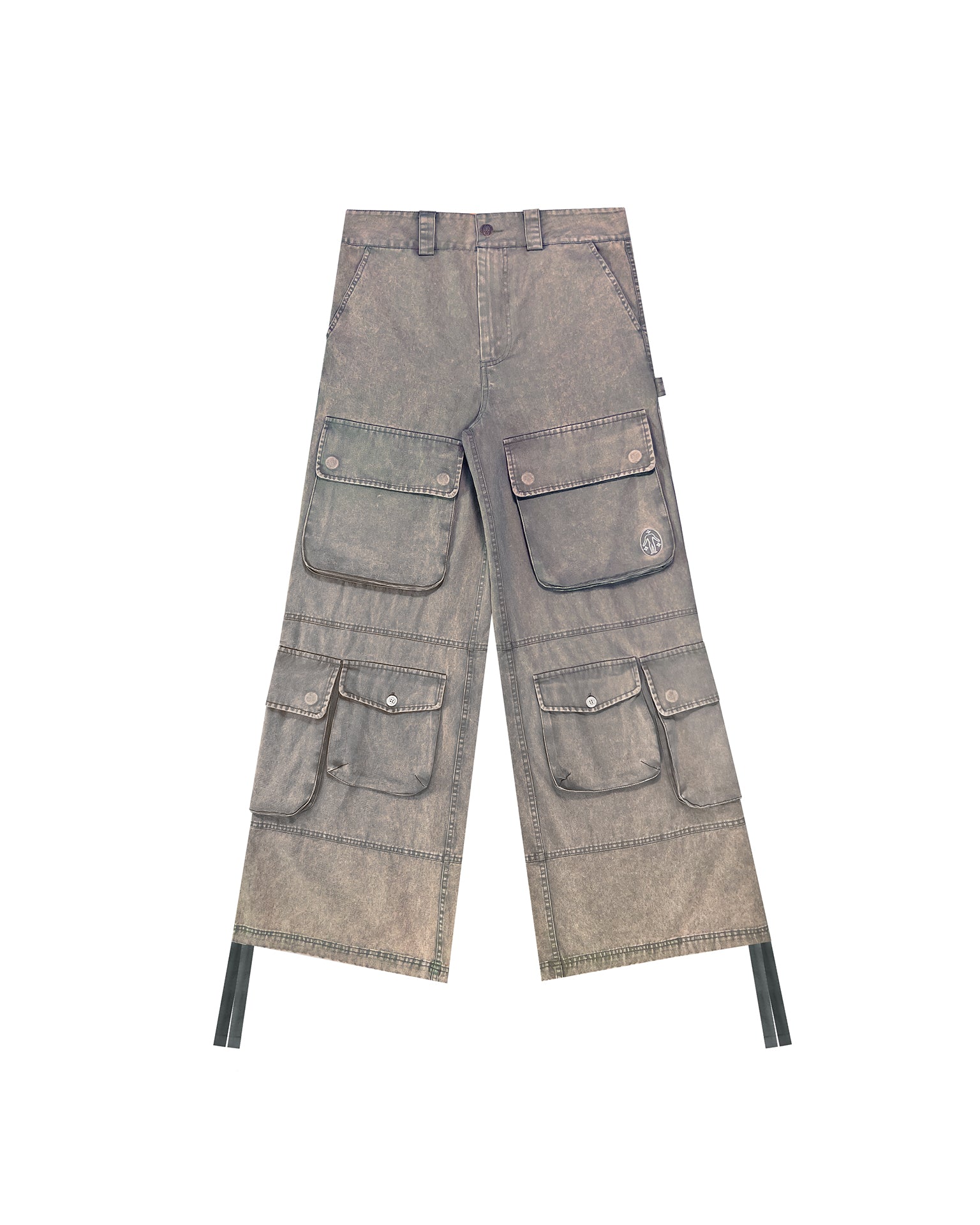 Washed Blue Wide-Leg Cargo Pants