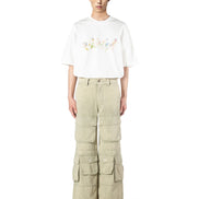 Washed Green Wide-Leg Cargo Pants