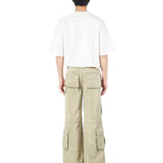 Washed Green Wide-Leg Cargo Pants