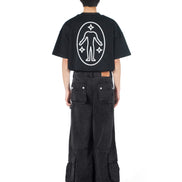 Washed Black Wide-Leg Cargo Pants