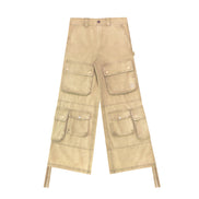 Washed Sand Wide-Leg Cargo Pants
