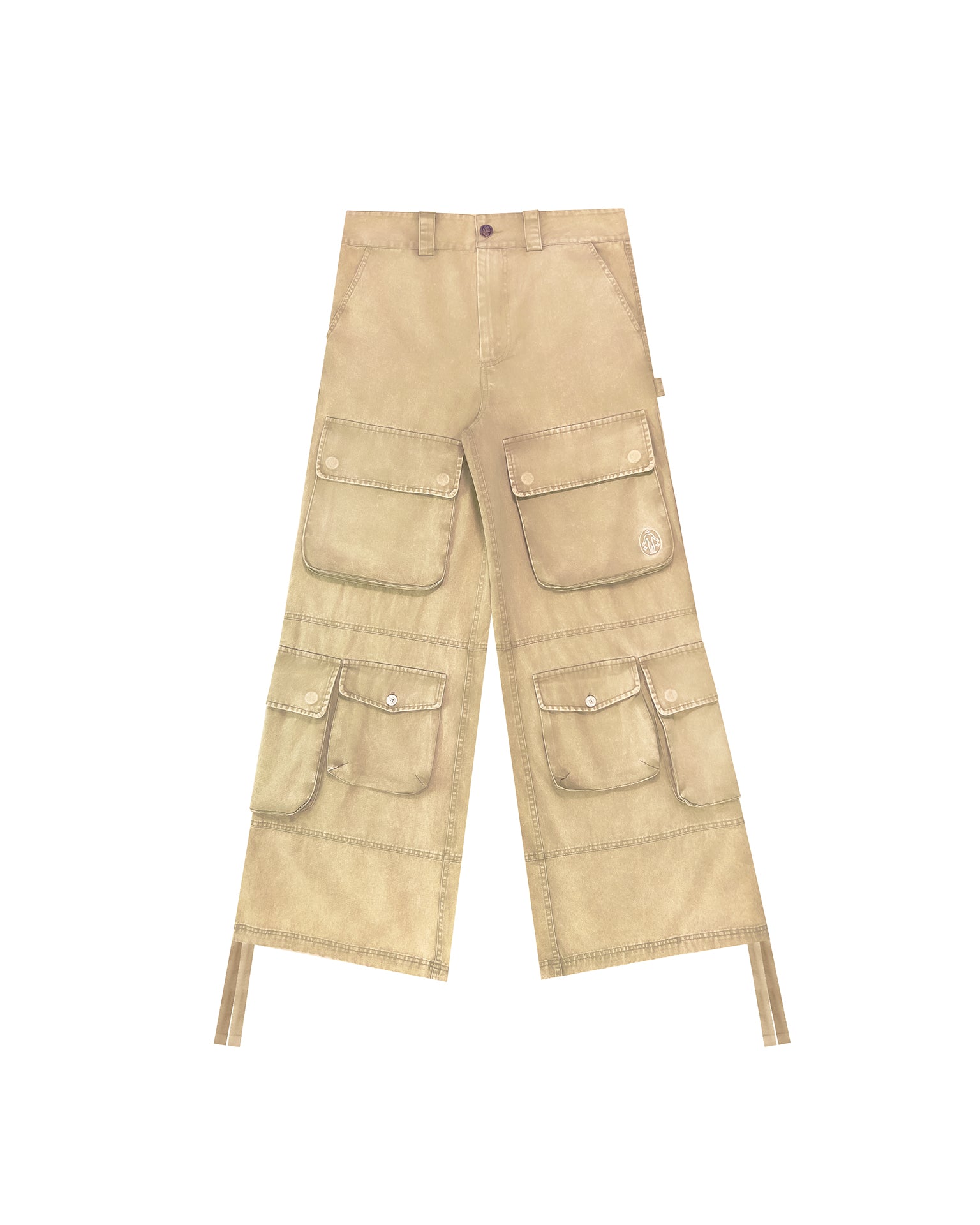 Washed Sand Wide-Leg Cargo Pants