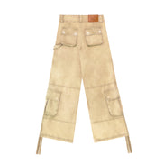 Washed Sand Wide-Leg Cargo Pants
