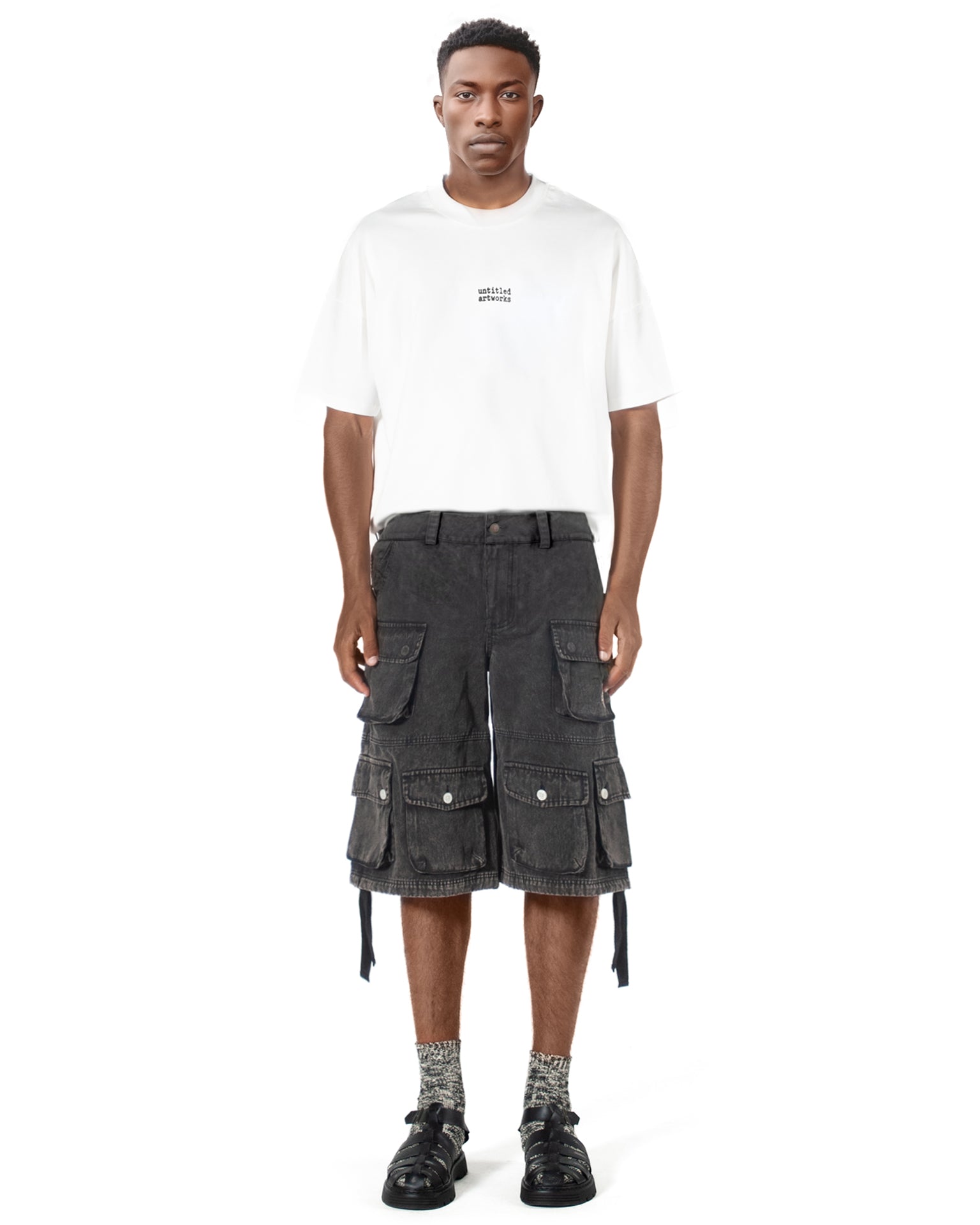 Washed Black Cargo Shorts