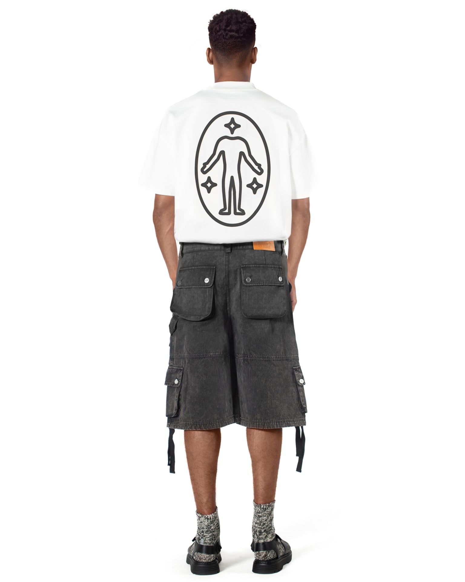 Washed Black Cargo Shorts