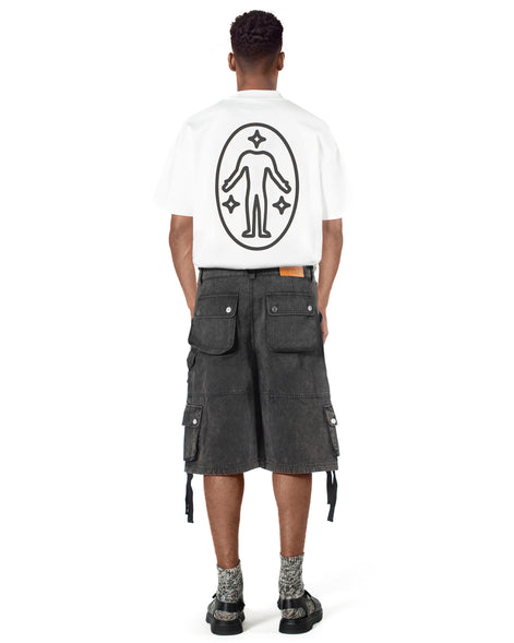 Washed Black Cargo Shorts