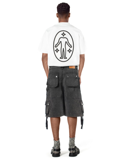 Washed Black Cargo Shorts