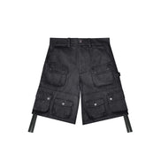 Washed Black Cargo Shorts