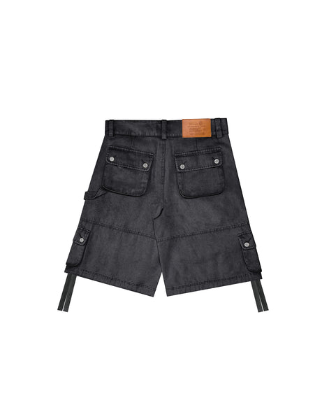 Washed Black Cargo Shorts