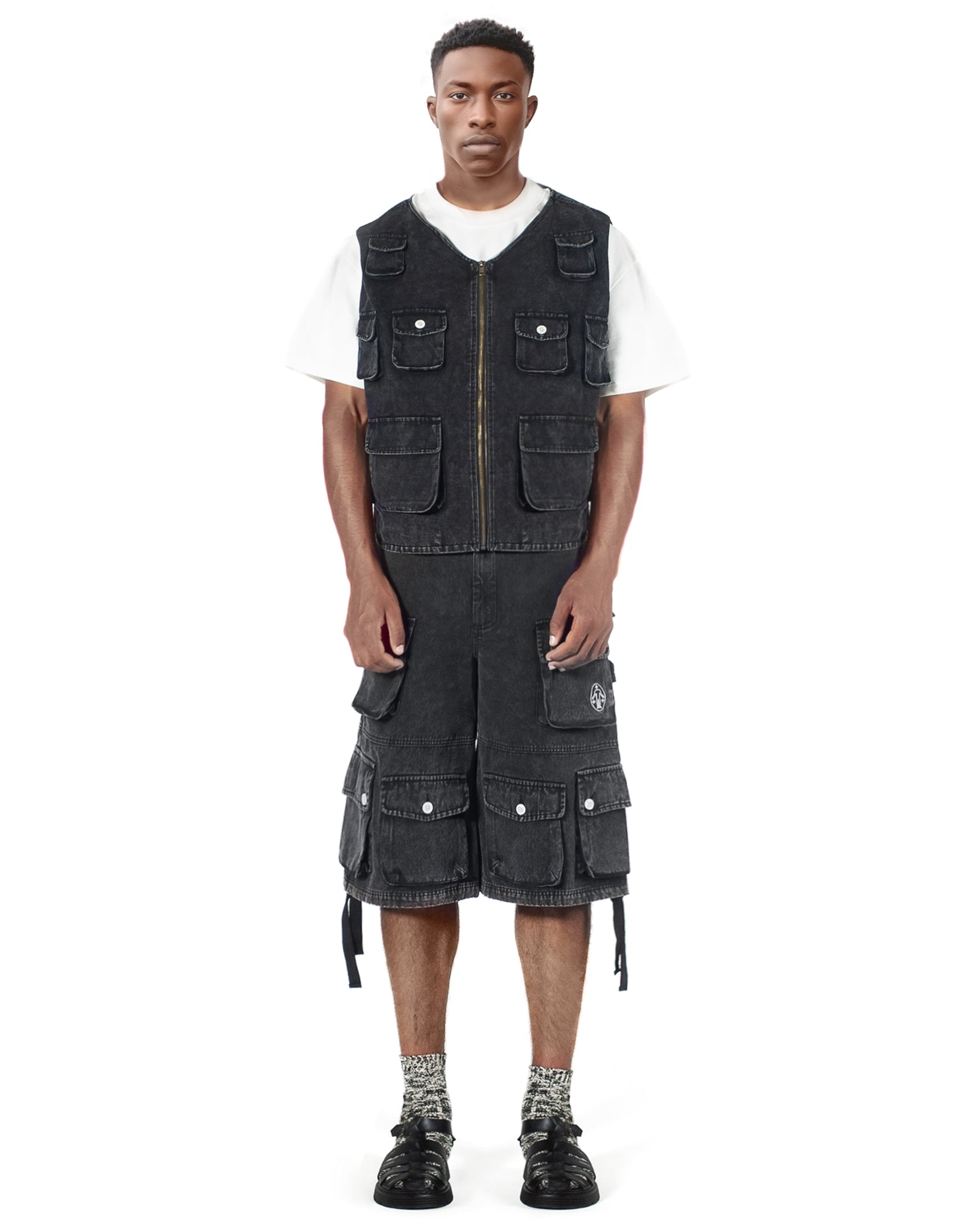 Cargo Vest Washed Black