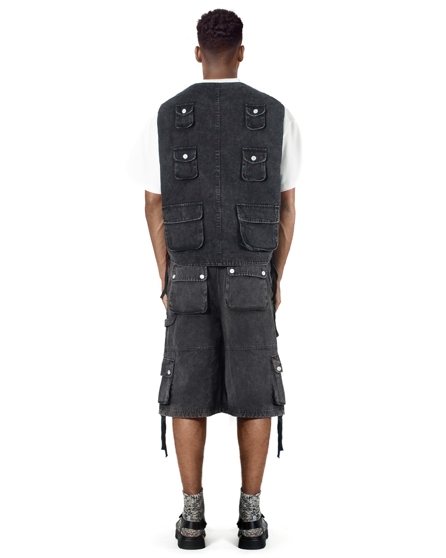 Cargo Vest Washed Black