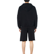 Black Distressed Zipper Hoodie