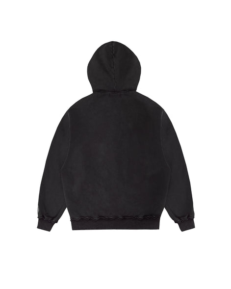 Black Distressed Zipper Hoodie