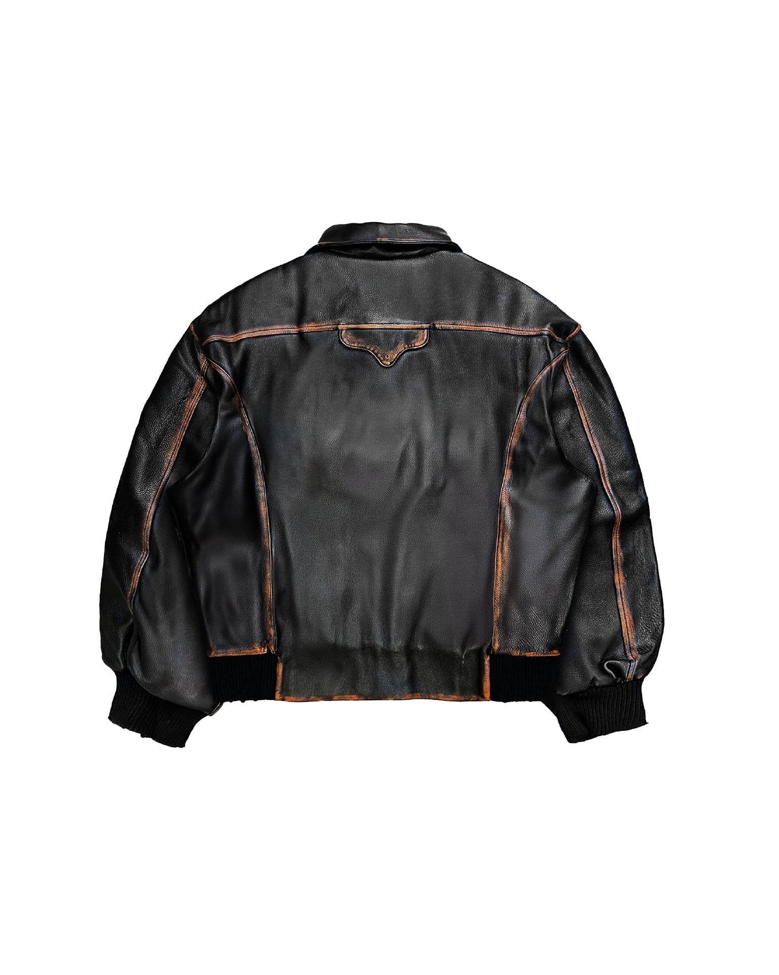 Consumed Leather Bomber Jacket Brown