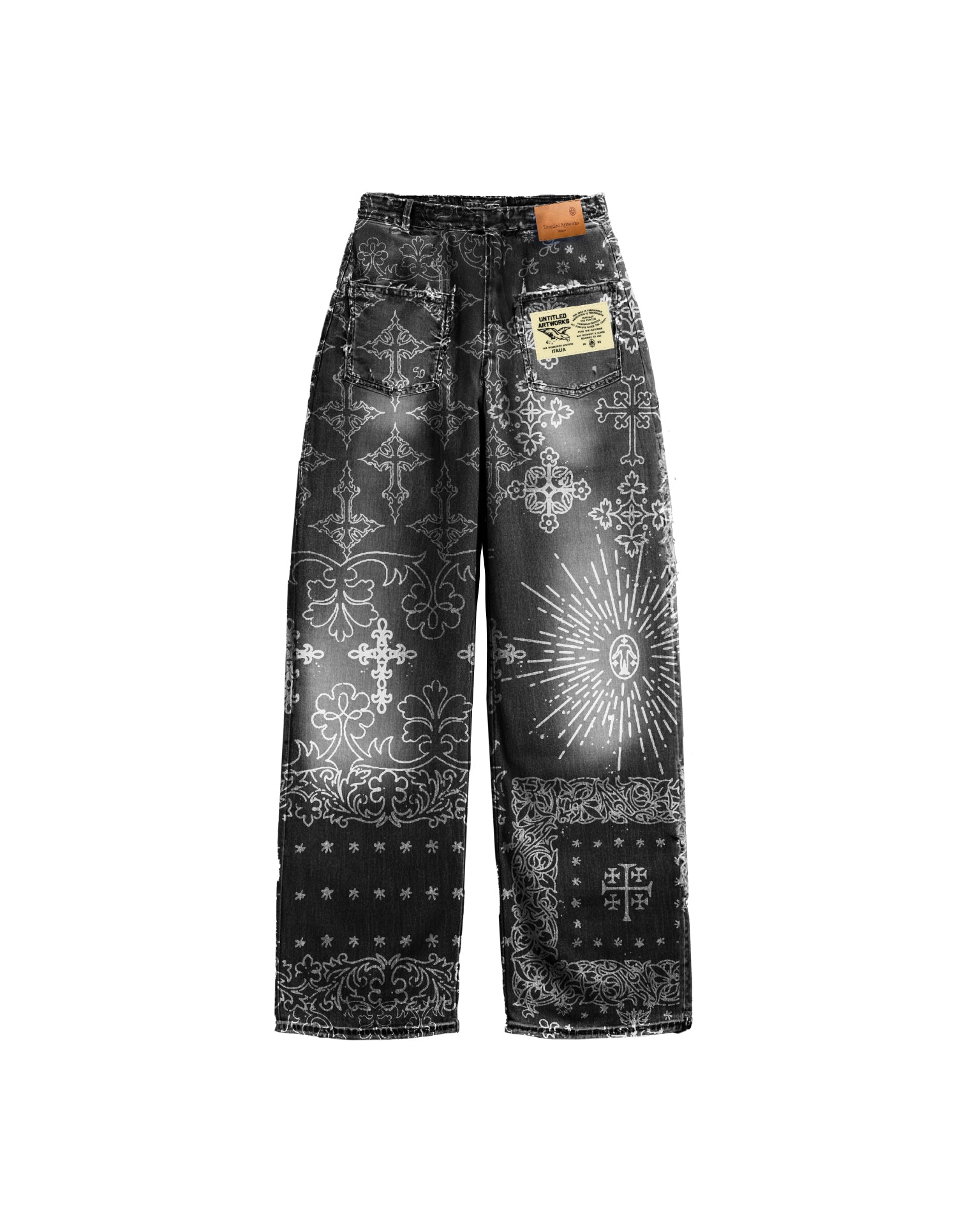 Jacquard Denim Pants Black