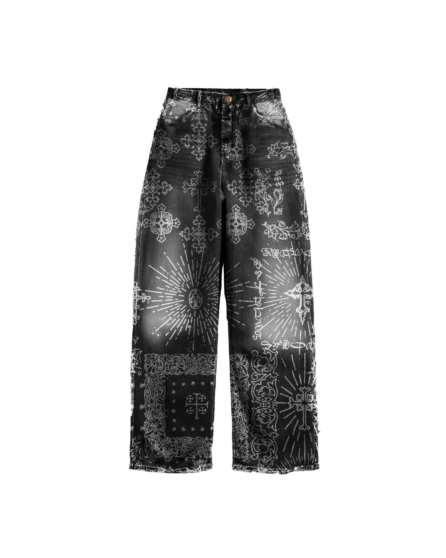 Jacquard Denim Pants Black