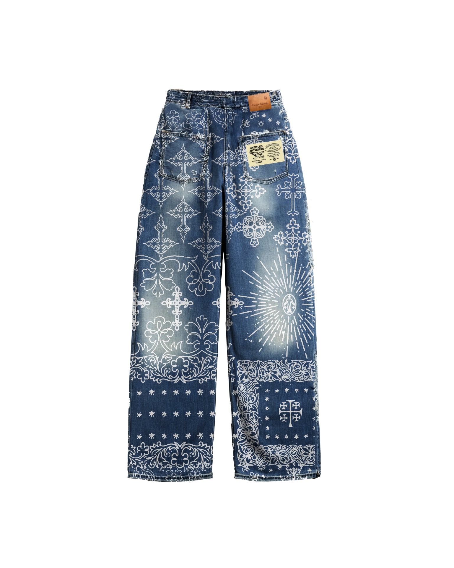 Jacquard Denim Pants Blue