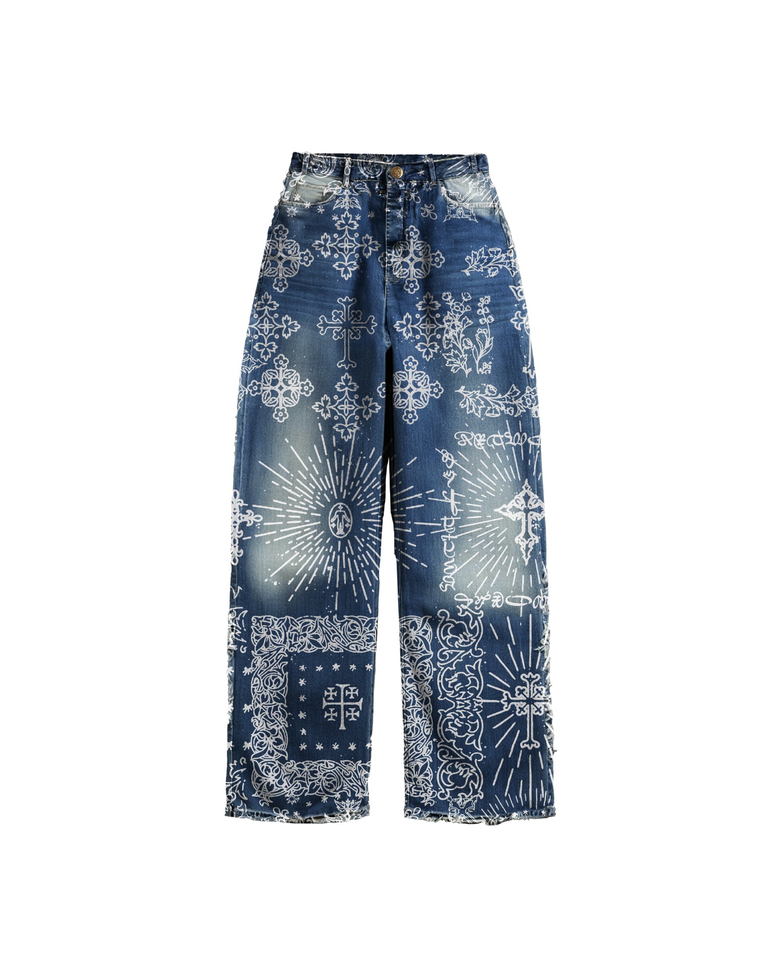 Jacquard Denim Pants Blue