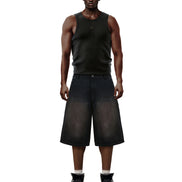 Double Knee Workwear Black Shorts