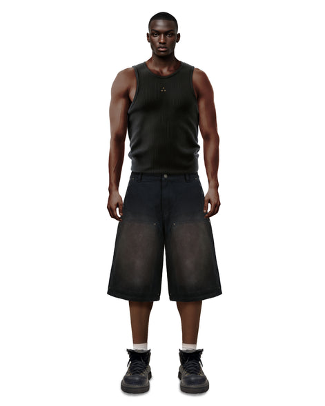 Double Knee Workwear Black Shorts