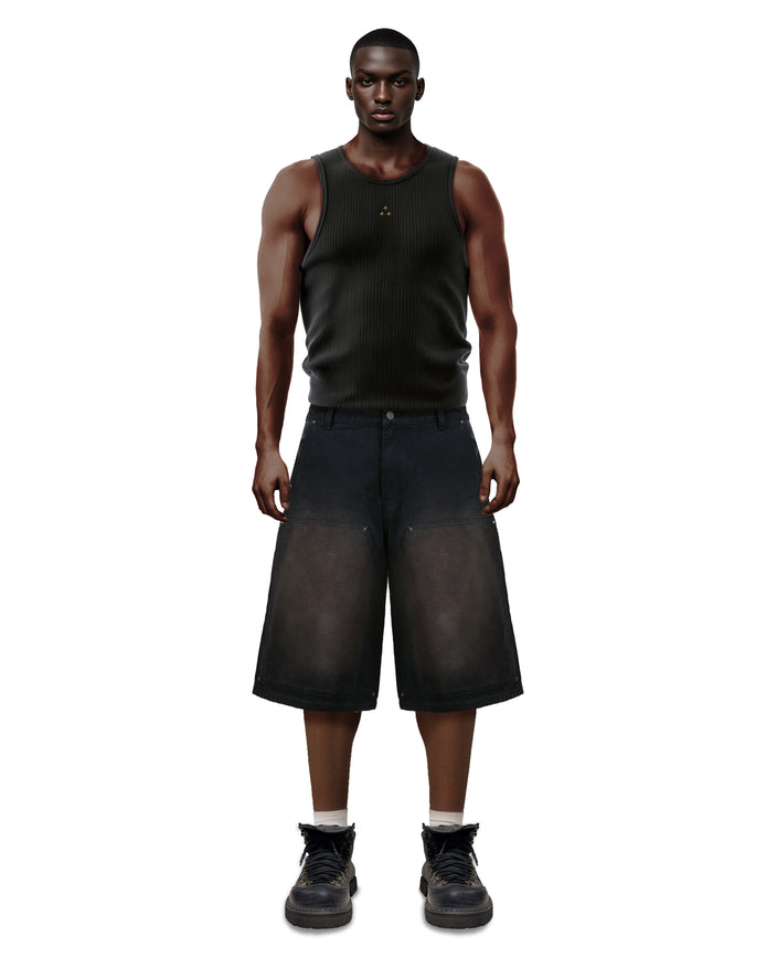 Double Knee Workwear Black Shorts