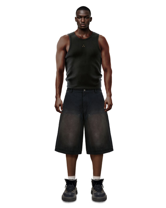 Double Knee Workwear Black Shorts