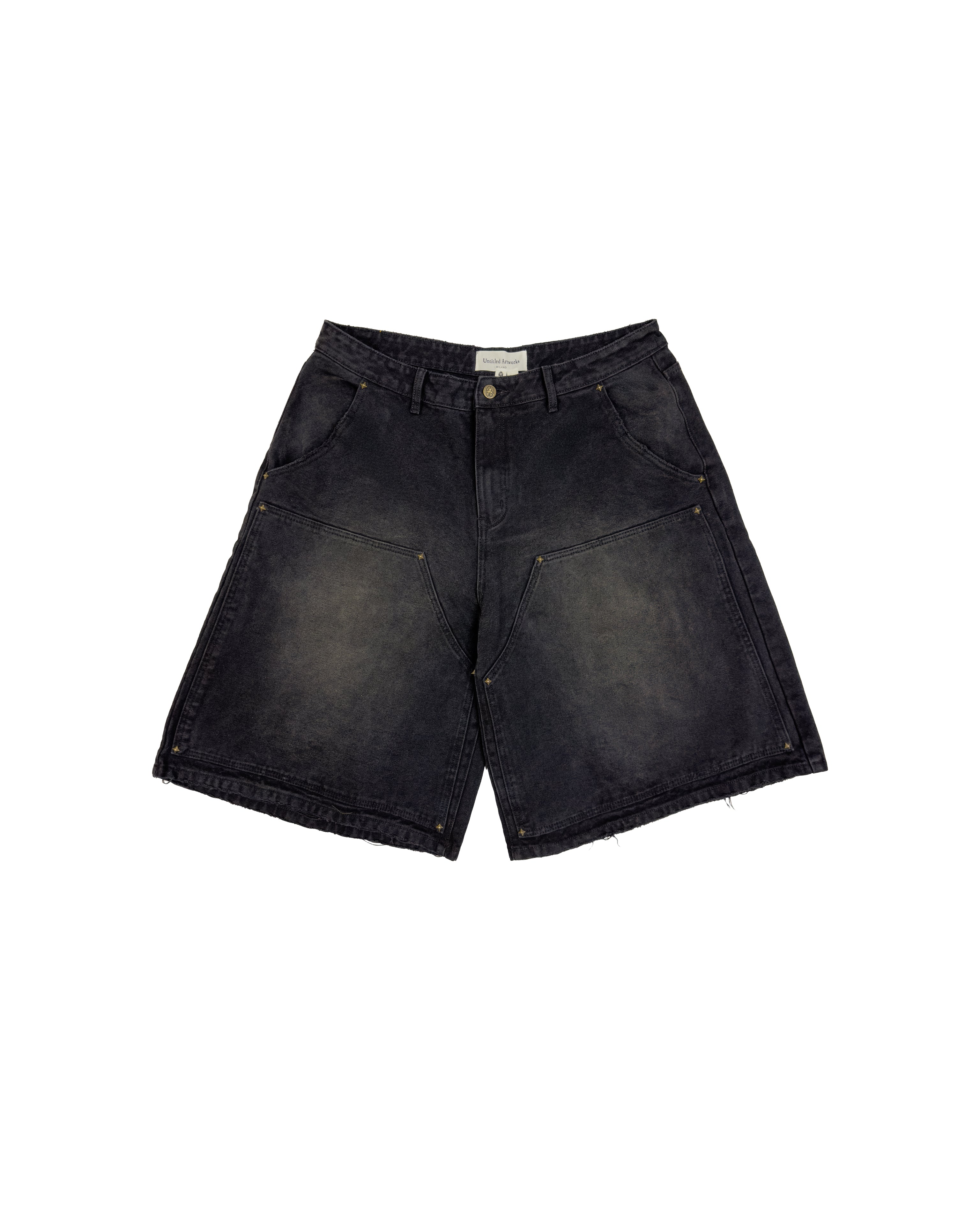 Double Knee Workwear Black Shorts