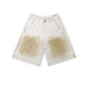Double Knee Workwear Cream Shorts