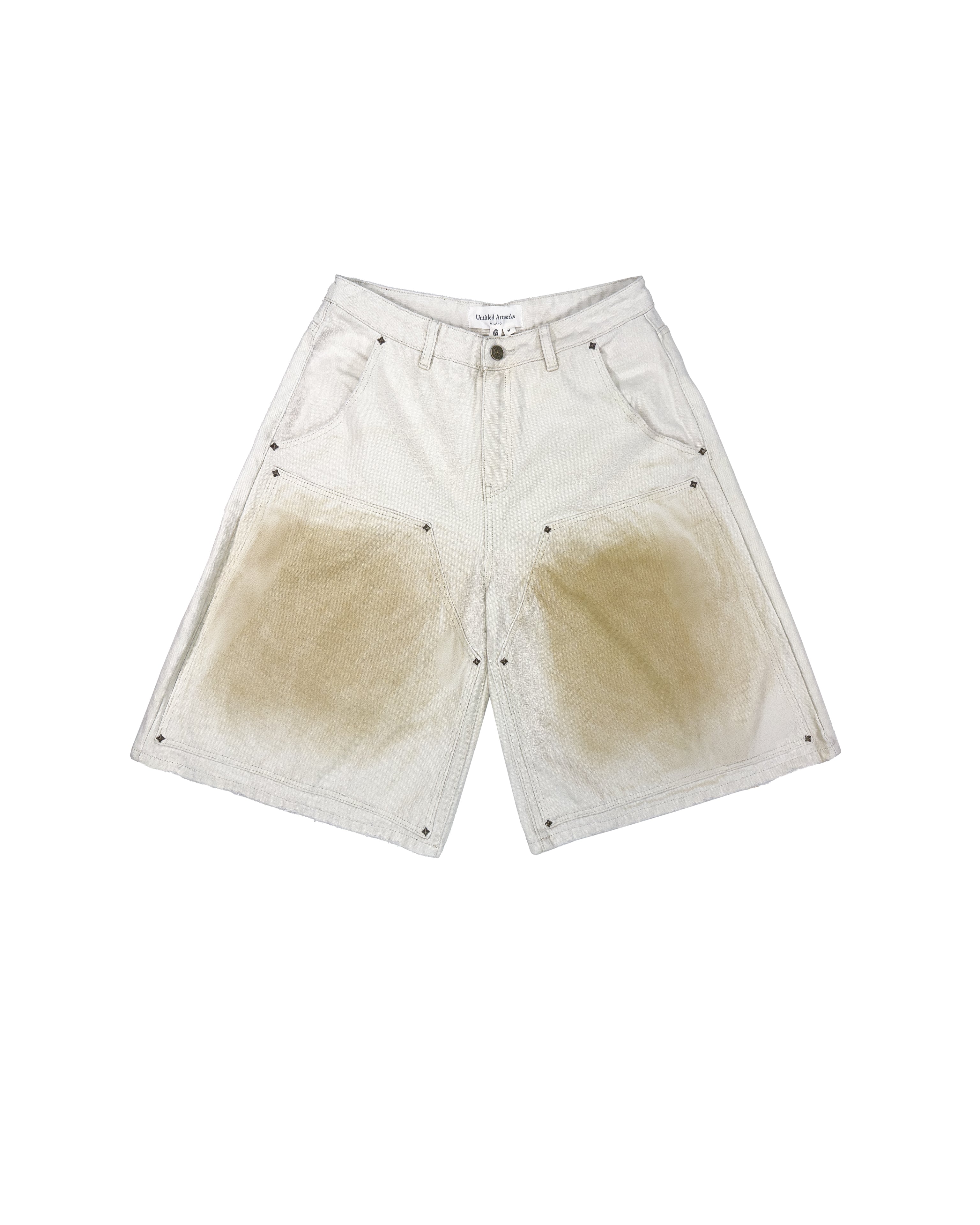 Double Knee Workwear Cream Shorts