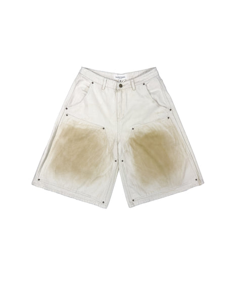 Double Knee Workwear Cream Shorts